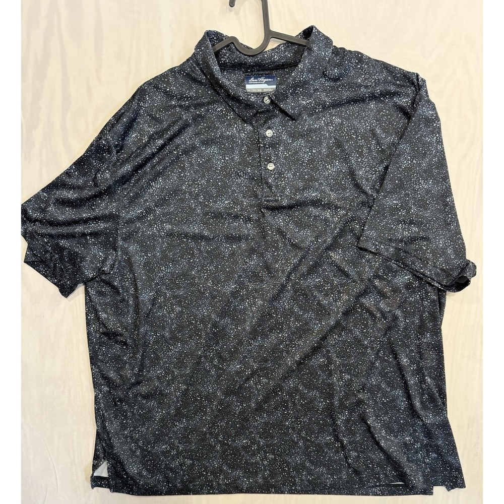 Ben Hogan Performance Mens 3XL Polo Shirt Black Blue Speckled Galaxy